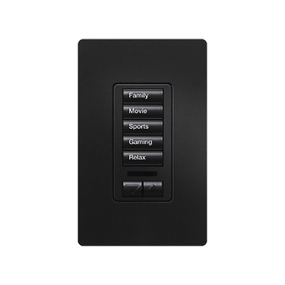 (RadioRA2) Teclado seetouch 5 botones, 2 botones subir/bajar, programe escenas diferentes en cada botón.: RRDW5BRLMN