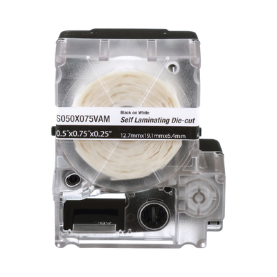 Casete de 300 Etiquetas Autolaminadas de 19.1 x 25.4 mm, para Cables de 2 a 4 mm de Diámetro, Área de Impresión Color Blanco  S100X075VAM