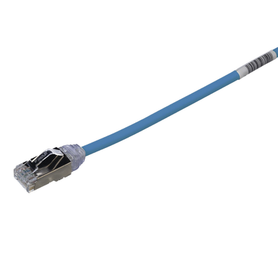 Patch Cord Cat6A, Diametro Reducido 28 AWG, Blindado S/FTP, CM/LS0H, 0.20 m, Color Azul  STP28X0.2MBU