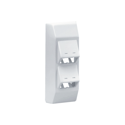Soporte Con 4 Puertos Mini-Com, Con Bisagras de Instalación a Presión, Para Canaletas T45, Material PVC Rígido, Color Blanco Mate  T45HDBIW