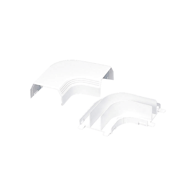 Curva de radio controlado, para uso con canaleta T45, Material PVC Rígido, Color Blanco Mate  T45RAIW