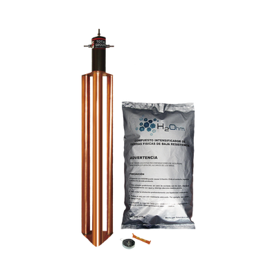 Kit de Puesta a Tierra de 100 Amperes con Electrodo, Filtro y Compuesto H2Ohm. TG-100-AB