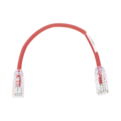 Cable de Parcheo UTP, Cat6A, Diámetro Reducido (28 AWG), CM/LSZH, Color Rojo, 8in (20.3cm)  UTP28X8INRD
