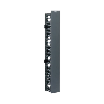 Organizador Vertical NetRunner, Sencillo (Solo Frontal), Para Rack Abierto de 45 Unidades, 4.9in de Ancho, Color Negro  WMPVF45E